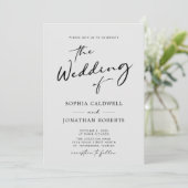 QR-code RSVP Chic Calligraphy Gray Wedding Kaart (Staand voorkant)