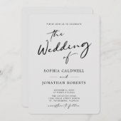 QR-code RSVP Chic Calligraphy Gray Wedding Kaart (Voorkant / Achterkant)