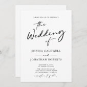 QR-code RSVP Chic Modern Calligraphy Wedding Kaart (Voorkant / Achterkant)
