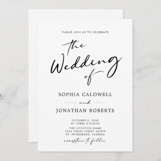 QR-code RSVP Chic Modern Calligraphy Wedding Kaart (Voorkant / Achterkant)