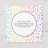 QR-code RSVP, confetti homoseksueel lesbisch bruil Informatiekaartje (Achterkant)