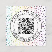 QR-code RSVP, confetti homoseksueel lesbisch bruil Informatiekaartje (Voorkant)