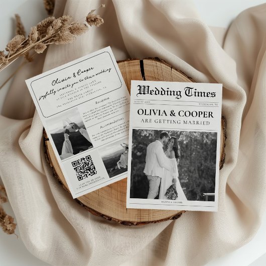 QR Code RSVP Details Nieuwsblad Trouwen Kaart