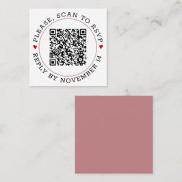QR-code RSVP dusty roos border and harten bruiloft Informatiekaartje