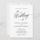 QR-code RSVP Elegant Black Calligraphy Wedding Kaart (Voorkant)