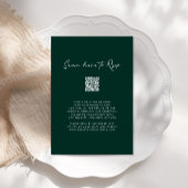 QR-code RSVP Emerald Green Monogram Wreath Weddens Kaart