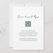 QR-code RSVP Emerald Green Monogram Wreath Weddens Kaart (Achterkant)