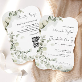 QR-code RSVP Eucalyptus bruiloft Kaart