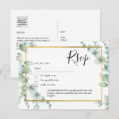 QR CODE RSVP Eucalyptus Leaves Greenery Wedding Briefkaart (Voorkant / Achterkant)