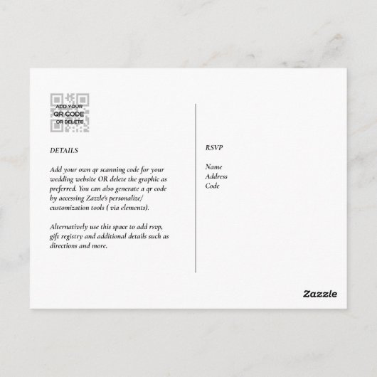 QR CODE RSVP Eucalyptus Leaves Greenery Wedding Briefkaart (Achterkant)