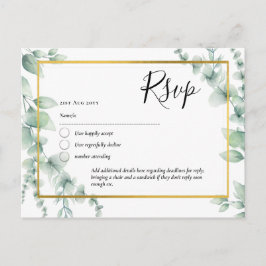 QR CODE RSVP Eucalyptus Leaves Greenery Wedding Briefkaart