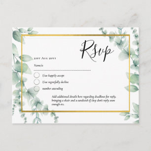 QR CODE RSVP Eucalyptus Leaves Greenery Wedding Briefkaart