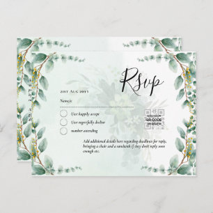 QR CODE RSVP Eucalyptus Leaves Greenery Wedding Po Briefkaart