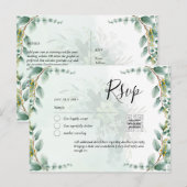 QR CODE RSVP Eucalyptus Leaves Greenery Wedding Po Briefkaart (Voorkant / Achterkant)