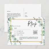 QR CODE RSVP Eucalyptus Leaves Greenery Wedding Po Briefkaart (Voorkant / Achterkant)