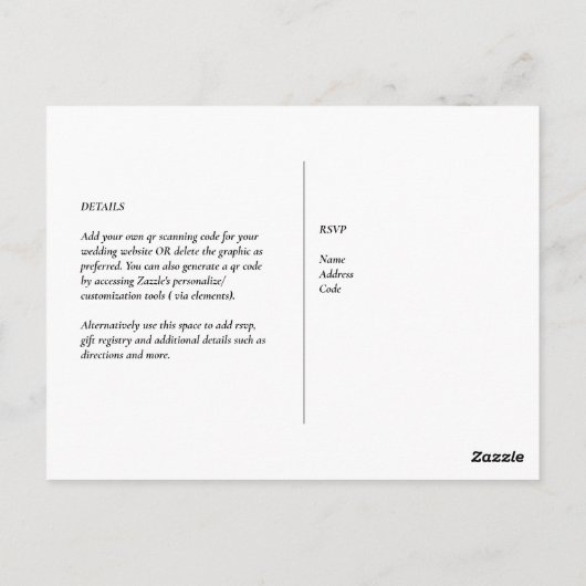 QR CODE RSVP Eucalyptus Leaves Greenery Wedding Po Briefkaart (Achterkant)