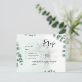 QR CODE RSVP Eucalyptus Leaves Greenery Wedding Po Briefkaart (Staand voorkant)