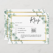 QR CODE RSVP Eucalyptus Leaves Greenery Wedding Po Briefkaart (Voorkant / Achterkant)
