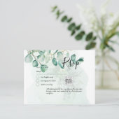 QR CODE RSVP Eucalyptus Leaves Greenery Wedding Po Briefkaart (Staand voorkant)