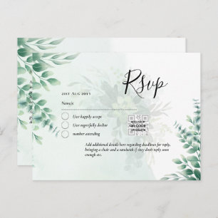 QR CODE RSVP Eucalyptus Leaves Greenery Wedding Po Briefkaart