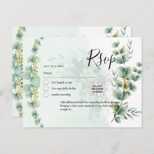 QR CODE RSVP Eucalyptus Leaves Greenery Wedding Po Briefkaart