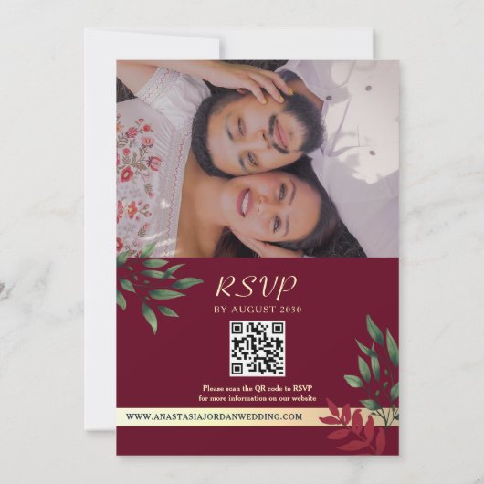 QR Code RSVP Fall Wedding Kaart (Achterkant)