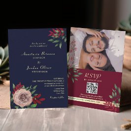 QR Code RSVP Fall Wedding Kaart