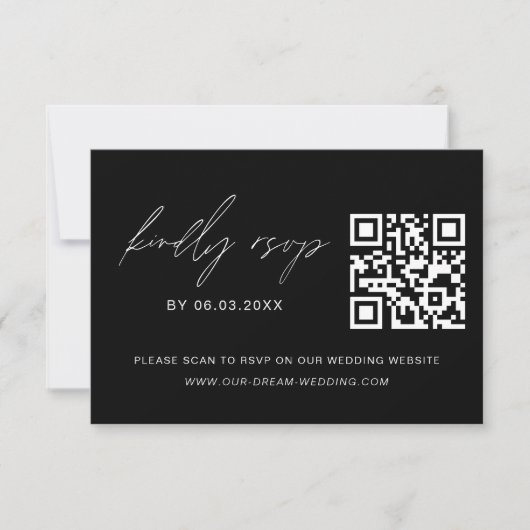 QR-code RSVP-fotowebsite met minimalistische bruil RSVP Kaartje (Voorkant)