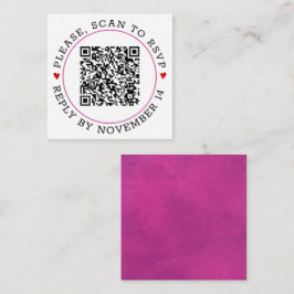 QR code RSVP fuchsia roze grens, hartenbruiloft Informatiekaartje