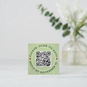 QR-code RSVP gekleurd sage groen en hartenbruiloft Informatiekaartje (Staand voorkant)