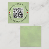 QR-code RSVP gekleurd sage groen en hartenbruiloft Informatiekaartje (Voorkant / Achterkant)