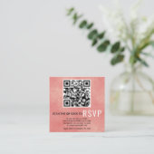 QR-code RSVP gekleurde koraalroze bruiloft Enclosu Informatiekaartje (Staand voorkant)