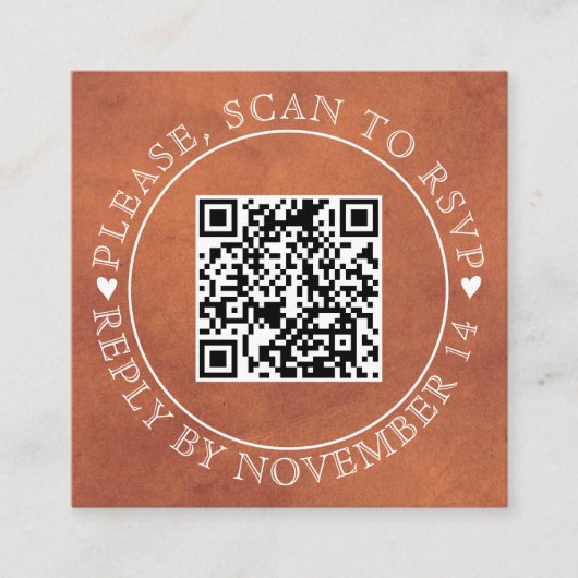 QR-code RSVP gekleurde terracotta herfst bruiloft Informatiekaartje (Voorkant)