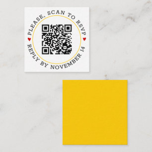 QR-code RSVP gele rand met hartenbruiloft Informatiekaartje