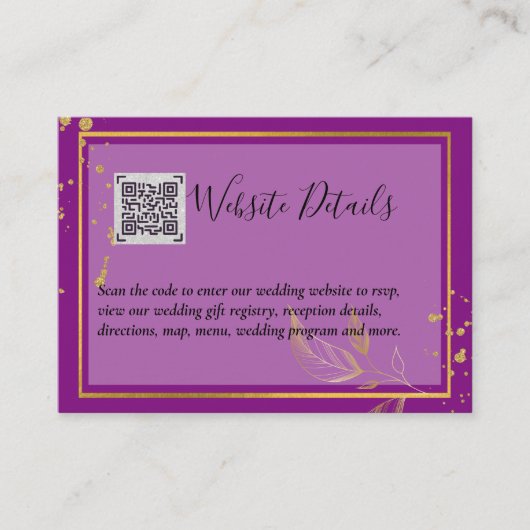 QR CODE RSVP GIFTS DETAILS Website bruiloft Informatiekaartje (Voorkant)
