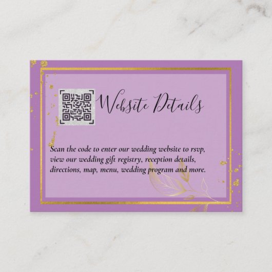 QR CODE RSVP GIFTS DETAILS Website bruiloft Informatiekaartje (Voorkant)