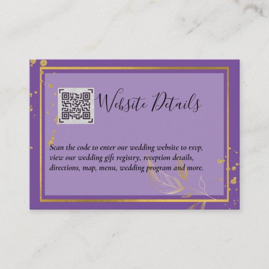 QR CODE RSVP GIFTS DETAILS Website bruiloft Informatiekaartje (Voorkant)