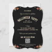 QR Code RSVP Gotische Kissing Skeletten In Hallowe Kaart (Achterkant)