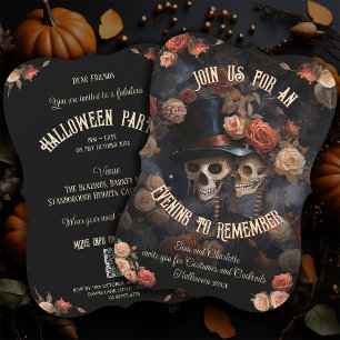 QR Code RSVP Gotische Kissing Skeletten In Hallowe Kaart