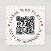 QR-code RSVP gouden grens en confetti Informatiekaartje (Voorkant)