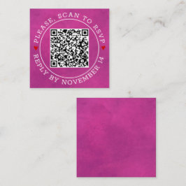 QR code RSVP grens bevlekte fuchsia roze bruiloft  Informatiekaartje
