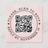 QR-code RSVP grens bevlekte zachte roze bruiloft Informatiekaartje (Voorkant)