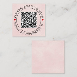 QR-code RSVP grens bevlekte zachte roze bruiloft Informatiekaartje