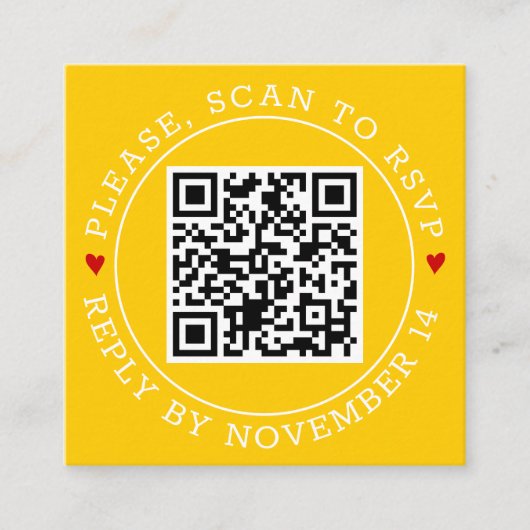 QR-code RSVP-grens en geel huwelijk Informatiekaartje (Voorkant)