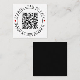 QR-code RSVP-grens en hart zwarte witte bruiloft Informatiekaartje
