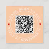 QR-code RSVP-grens en hekel perzikbruiloft Informatiekaartje (Voorkant)