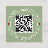 QR-code RSVP-grens en hevige groene bruiloft Informatiekaartje (Voorkant)