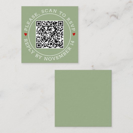 QR-code RSVP-grens en hevige groene bruiloft Informatiekaartje (Voorkant / Achterkant)