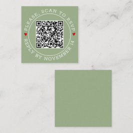 QR-code RSVP-grens en hevige groene bruiloft Informatiekaartje