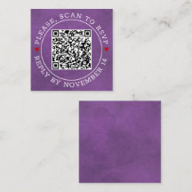 QR-code RSVP-grens, hart bevlekte paarse bruiloft